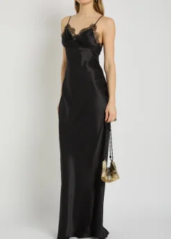 Sylas lace-trim silk maxi slip dress