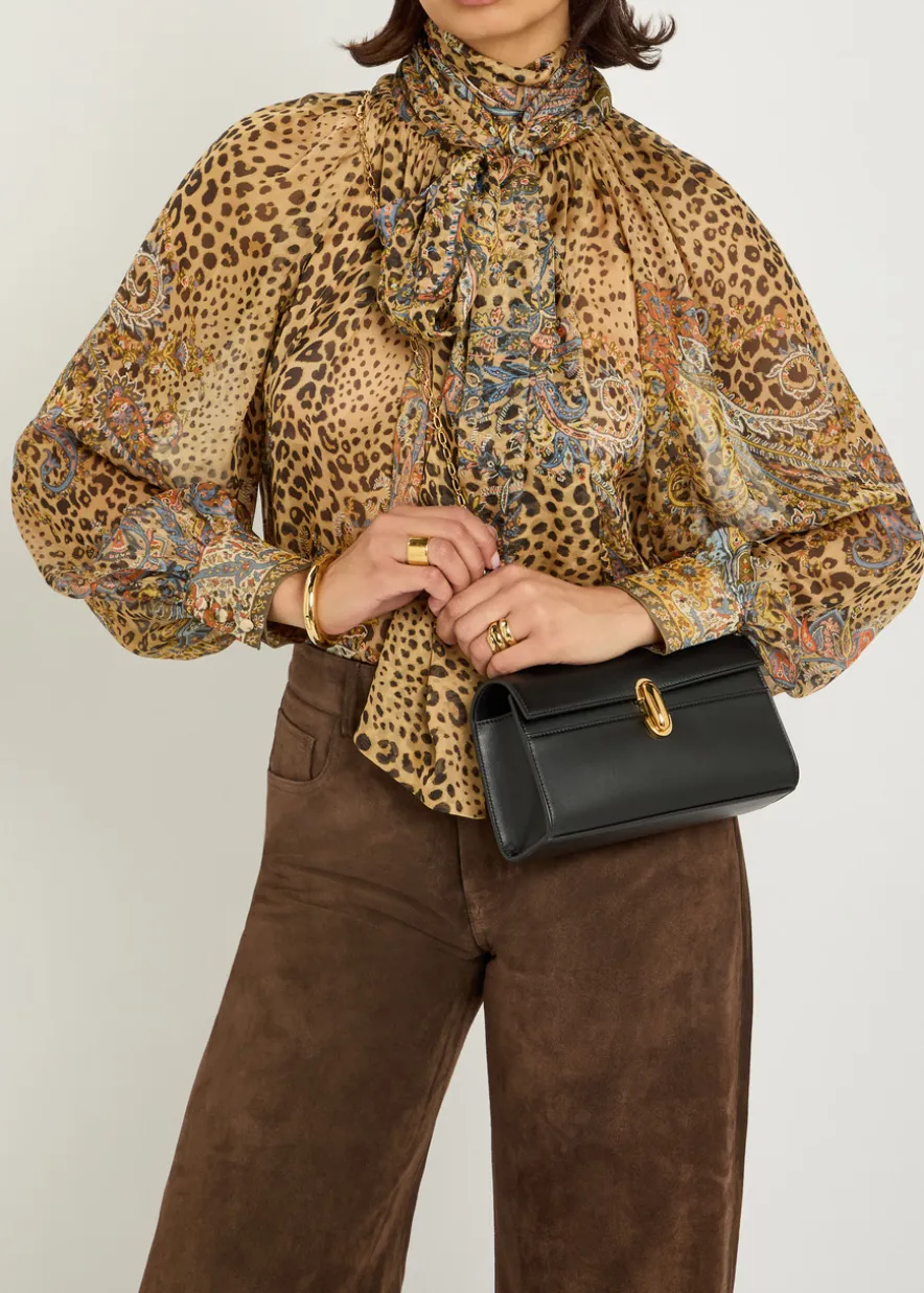 Symmetry chain leather pochette