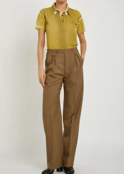 Tailored straight-leg wool trousers