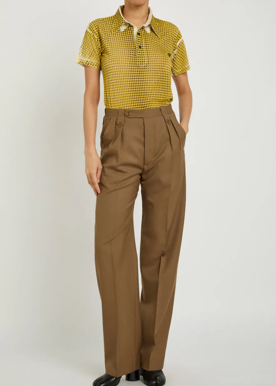 Tailored straight-leg wool trousers