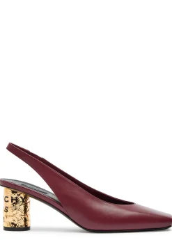 Tape-effect slingback leather pumps