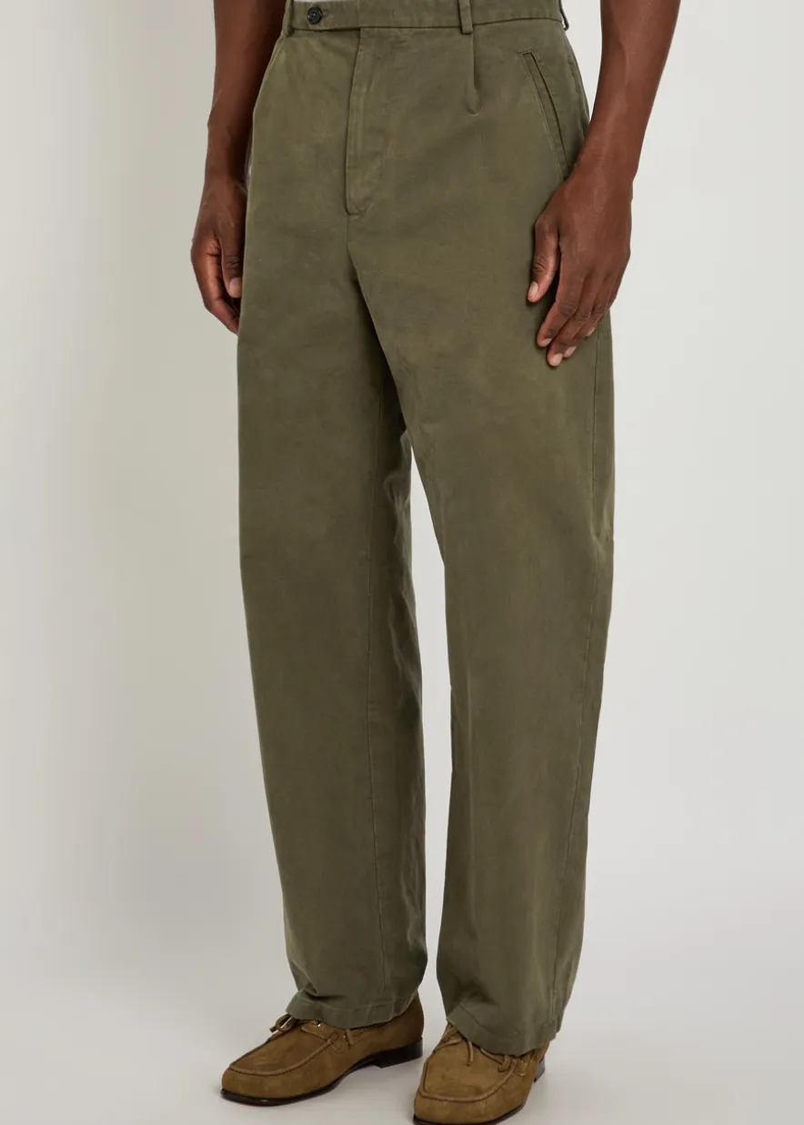 Tapered cotton-twill trousers
