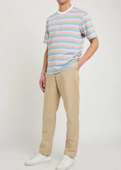 Tapered-leg cotton and linen-blend trousers