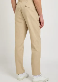 Tapered-leg cotton and linen-blend trousers