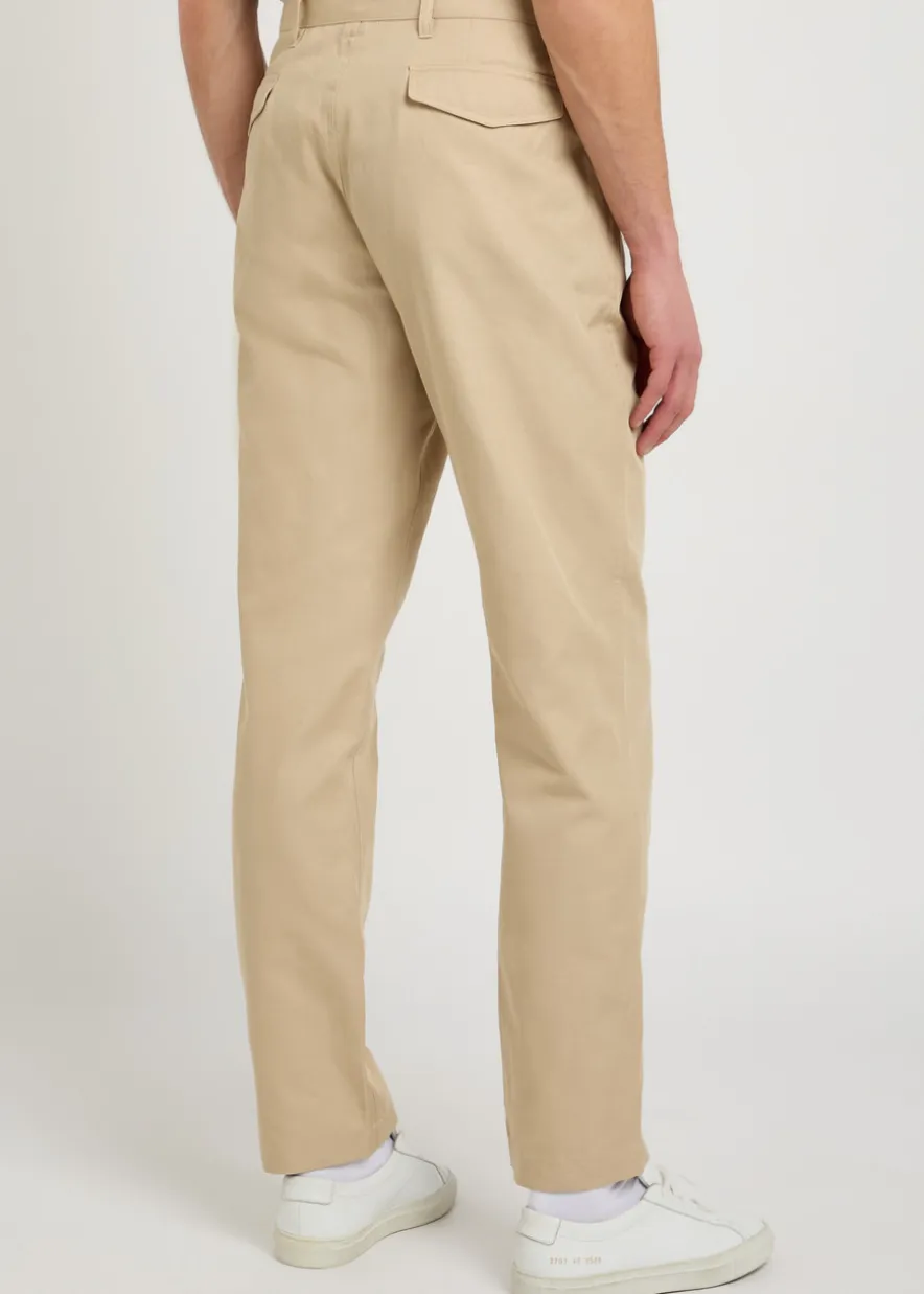 Tapered-leg cotton and linen-blend trousers