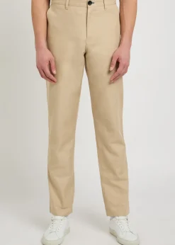 Tapered-leg cotton and linen-blend trousers