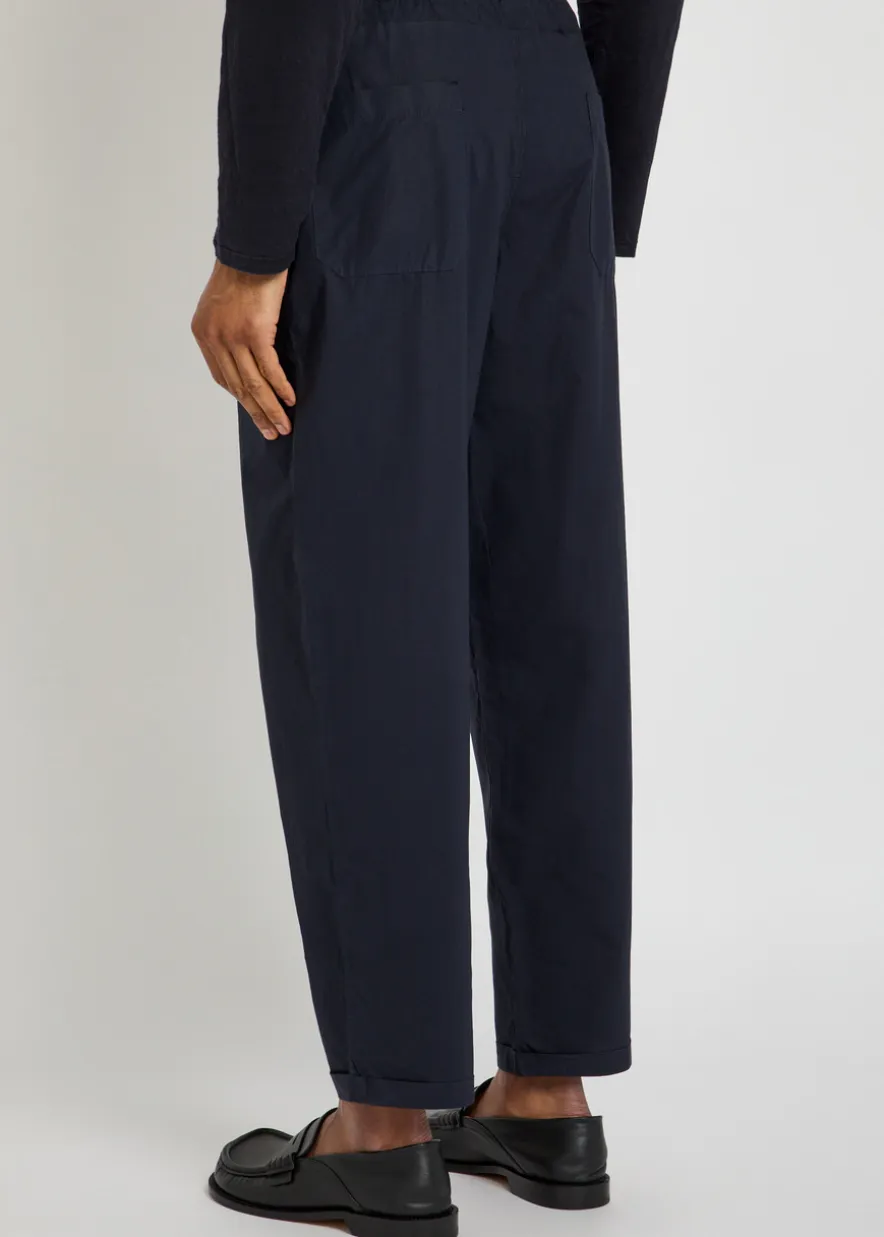 Tapered-leg cotton poplin trousers