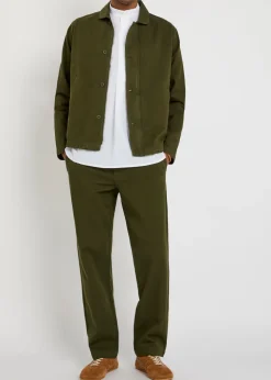 Tapered-leg cotton trousers