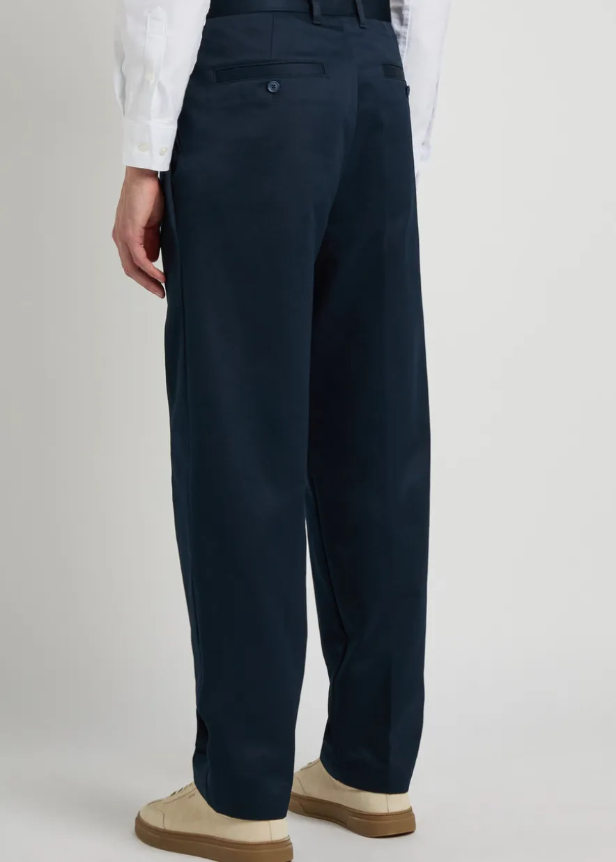 Tapered-leg cotton trousers