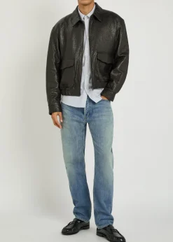 Tapered-leg denim jeans