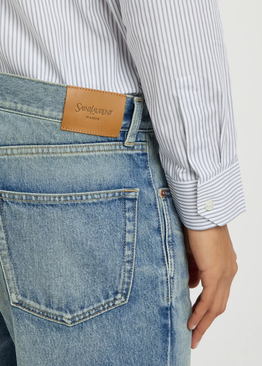 Tapered-leg denim jeans