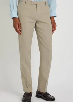 Tapered-leg linen trousers