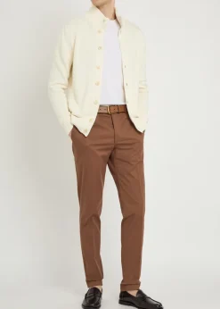 Tapered-leg stretch-cotton trousers