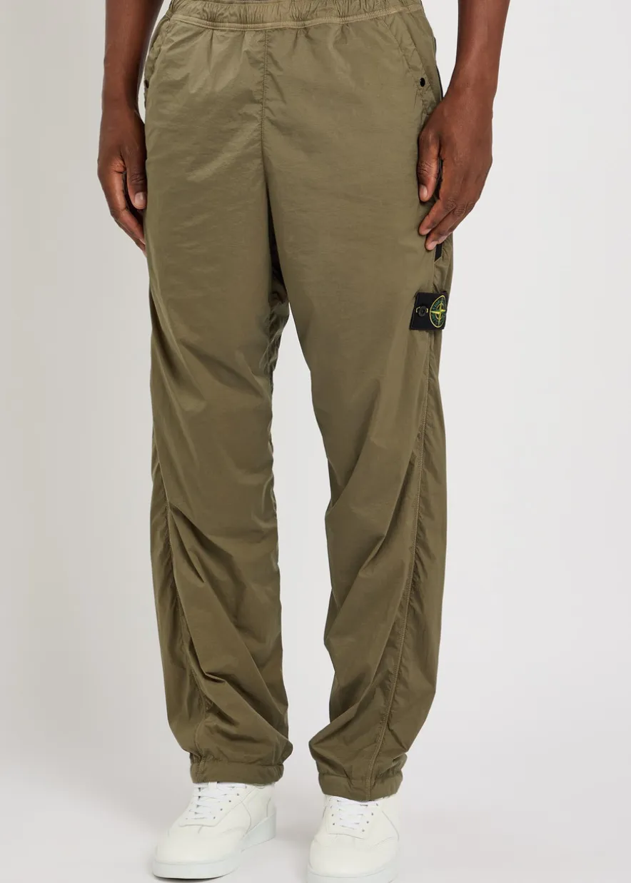 Tapered-leg stretch-nylon trousers