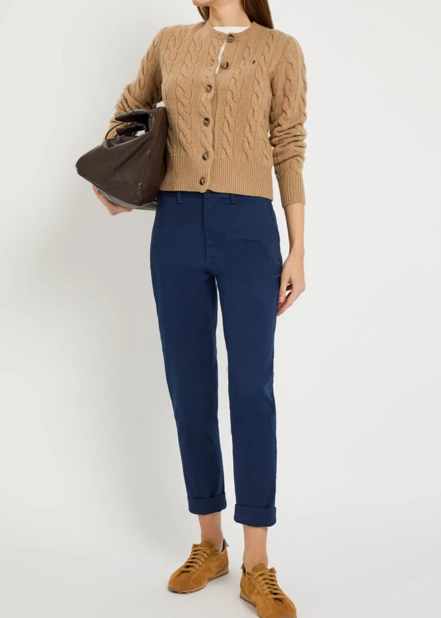 Tapered-leg twill trousers