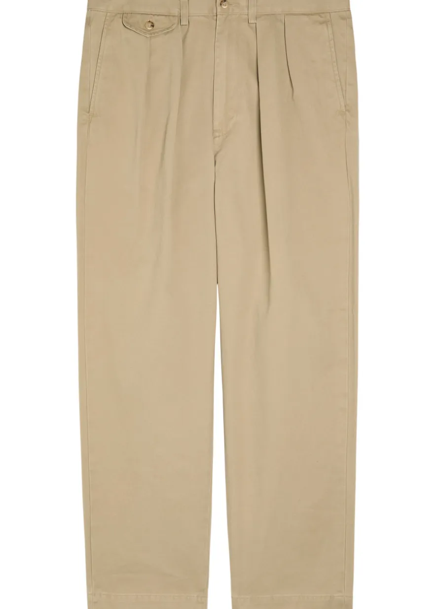 Tapered-leg twill trousers