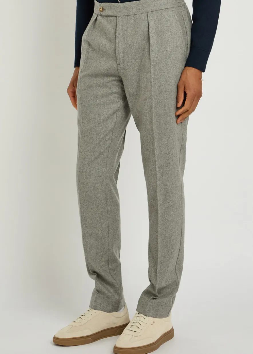 Tapered-leg wool trousers