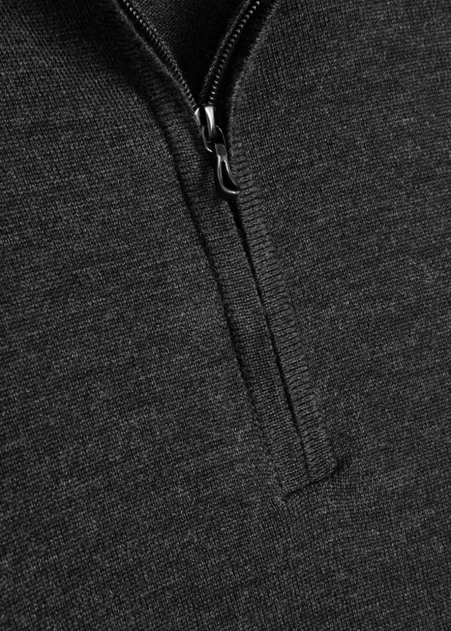 Tapton navy half-zip merino wool jumper