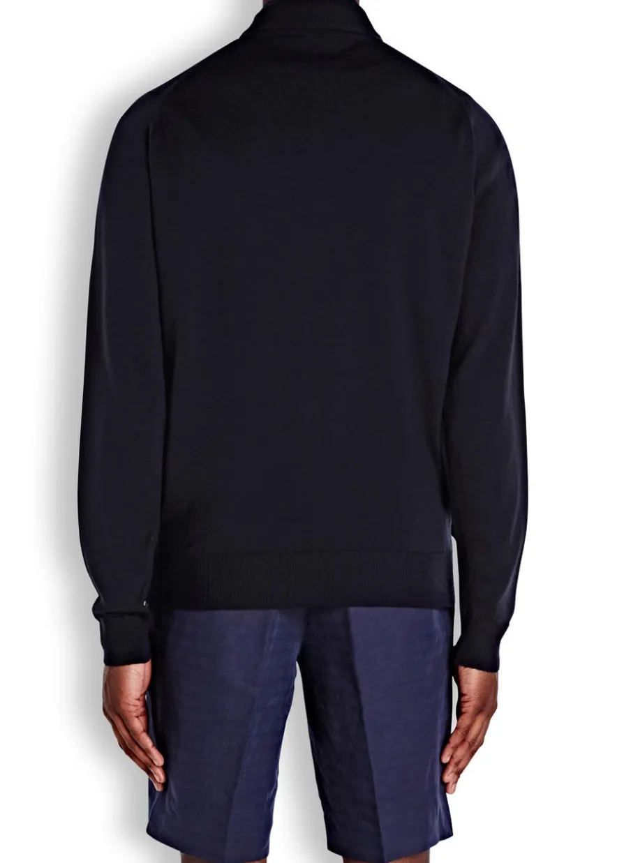 Tapton navy half-zip merino wool jumper