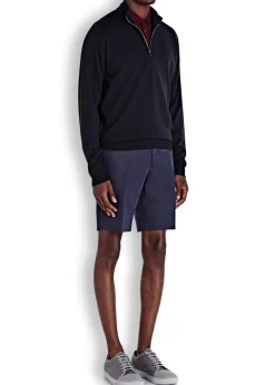 Tapton navy half-zip merino wool jumper