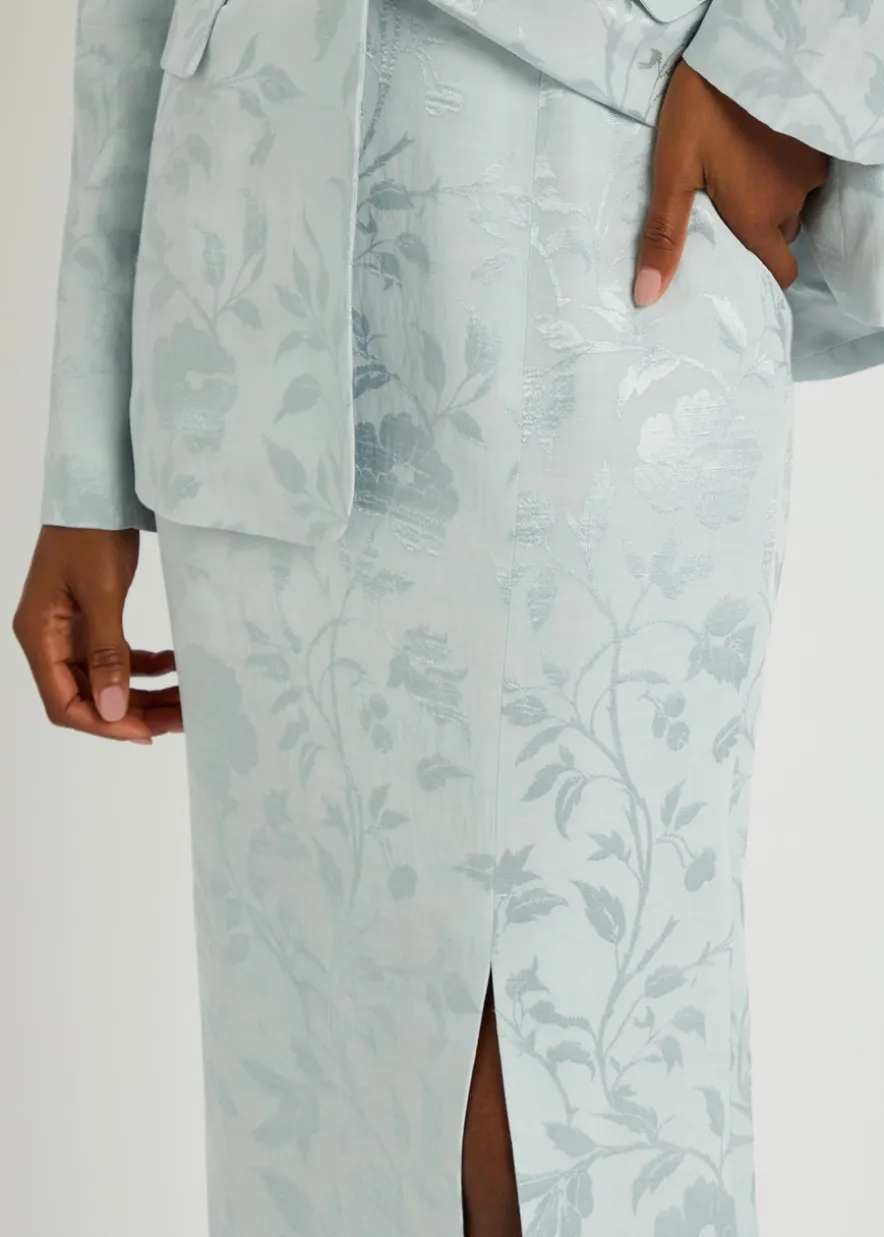 Tatiana floral-jacquard woven maxi skirt