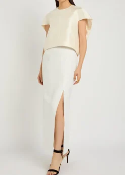 Tatiana silk and wool-blend midi skirt