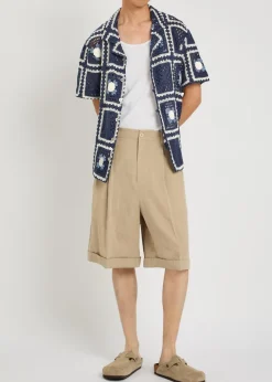 Tejer patchwork crochet open-knit shirt