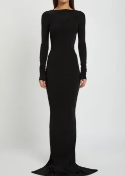 Temple panelled stretch-tulle gown