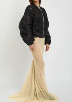 Temple panelled stretch-tulle gown