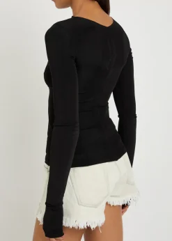 Temple stretch-jersey top