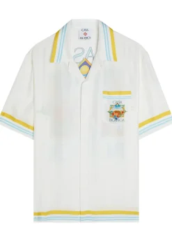 Tennis Landscape printed silk shirt