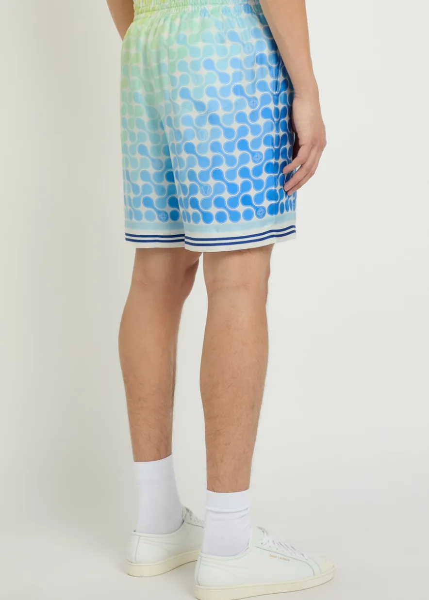 Tennis Tile patterned silk shorts
