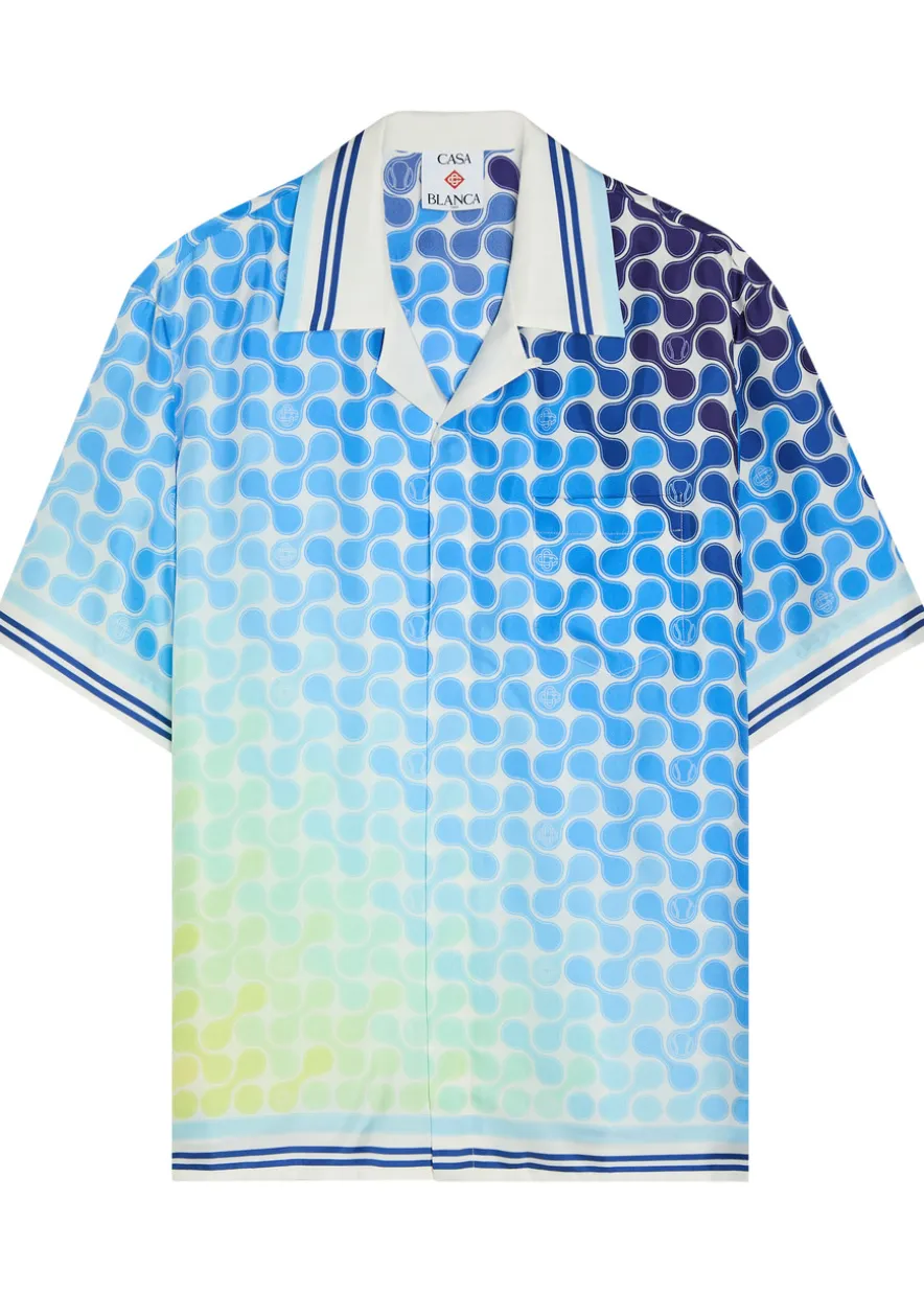 Tennis Tile printed silk-twill shirt
