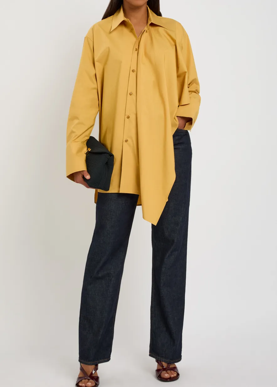 Tess asymmetric cotton-poplin shirt