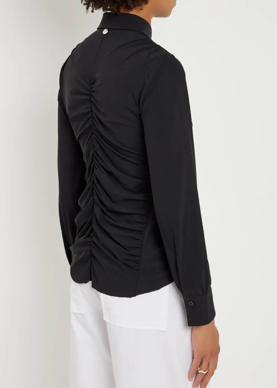 Tether ruched stretch-jersey shirt