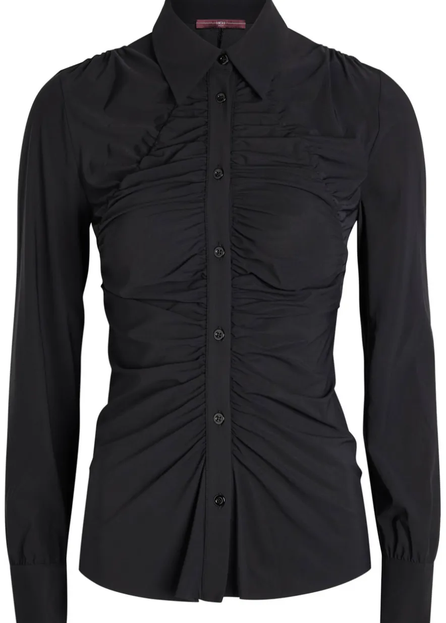 Tether ruched stretch-jersey shirt