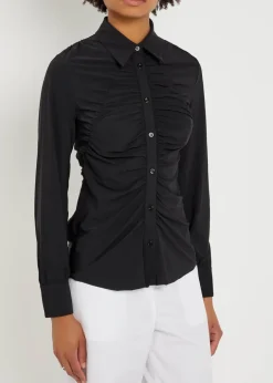 Tether ruched stretch-jersey shirt