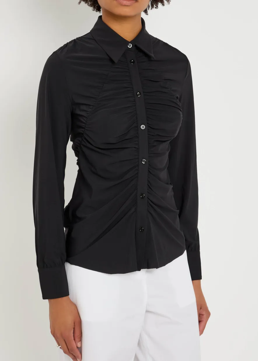 Tether ruched stretch-jersey shirt
