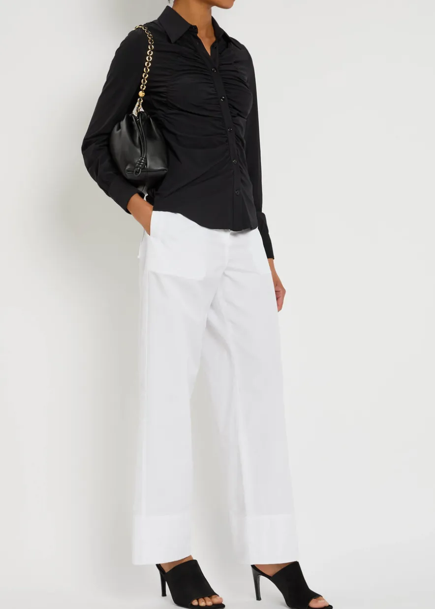 Tether ruched stretch-jersey shirt