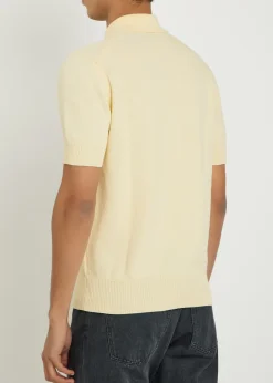 Textured cotton-knit polo top