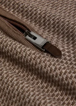 Textured half-zip cotton jumper