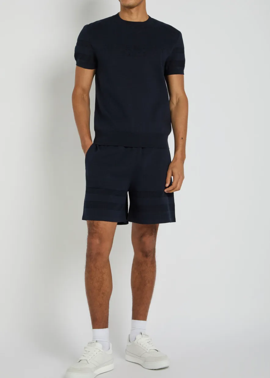 Textured knit cotton-blend shorts