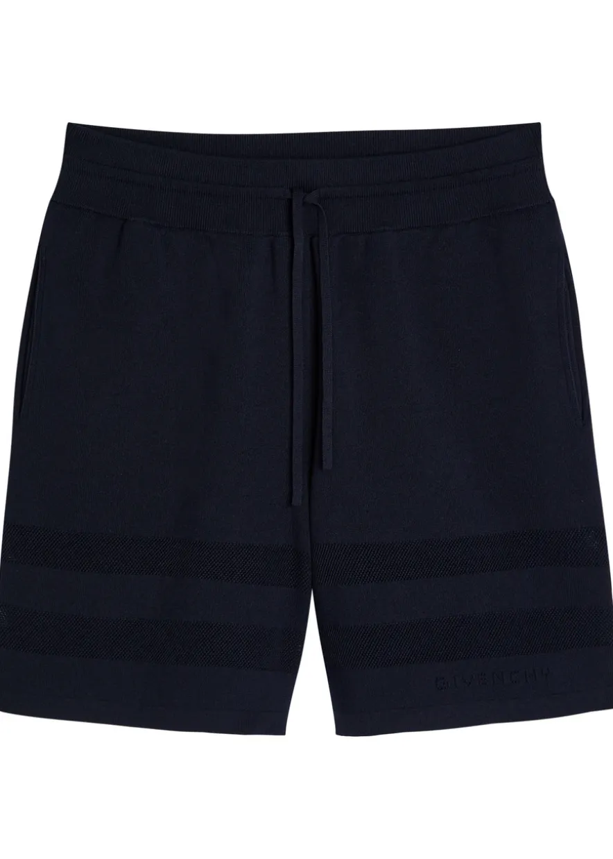 Textured knit cotton-blend shorts