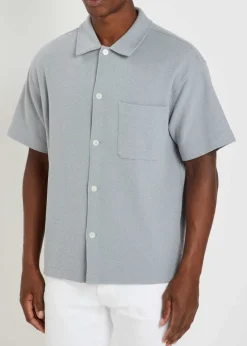 Textured-knit cotton-blend shirt