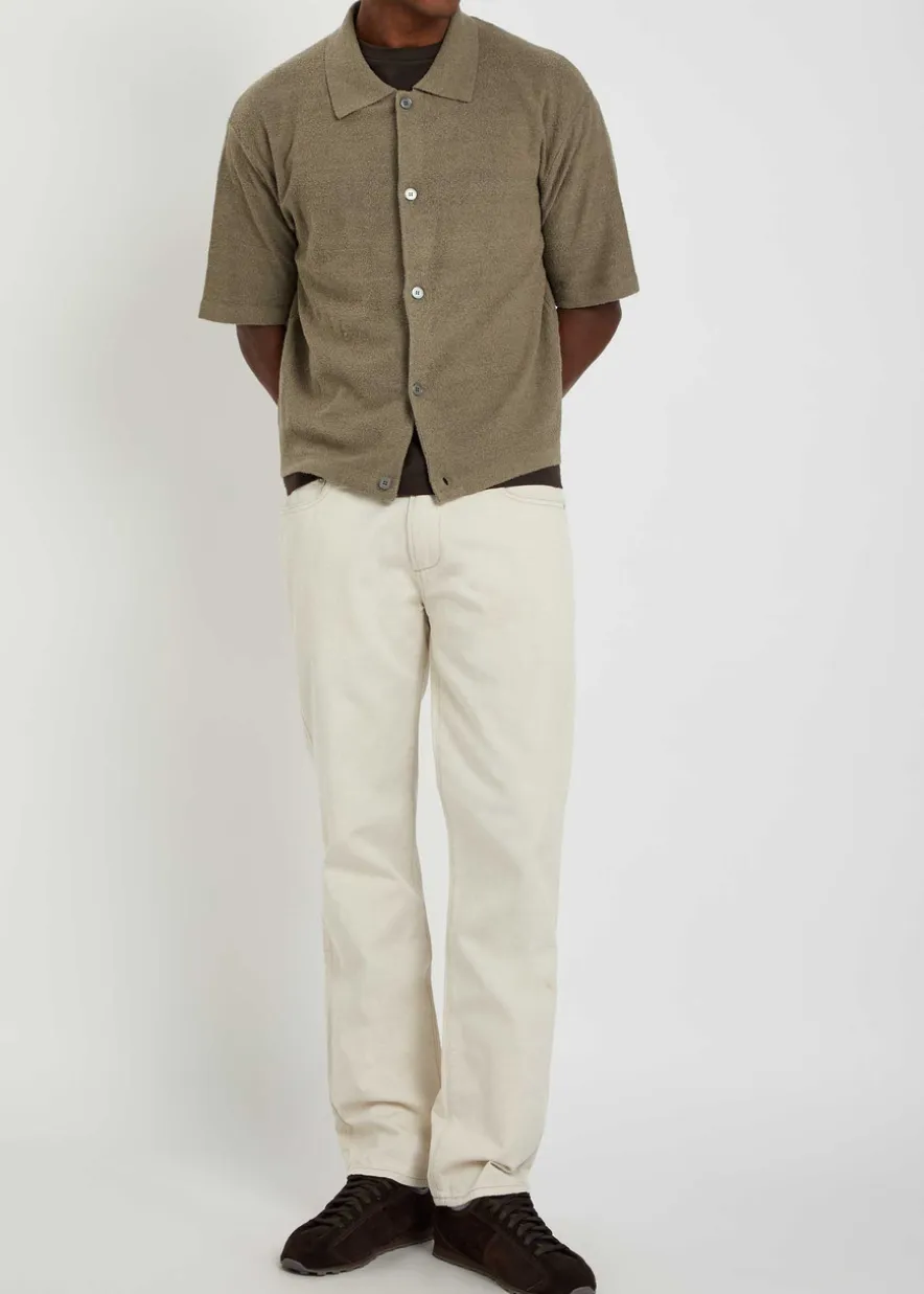 Textured-knit linen and silk-blend shirt
