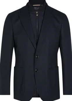 Textured layered cotton-blend blazer