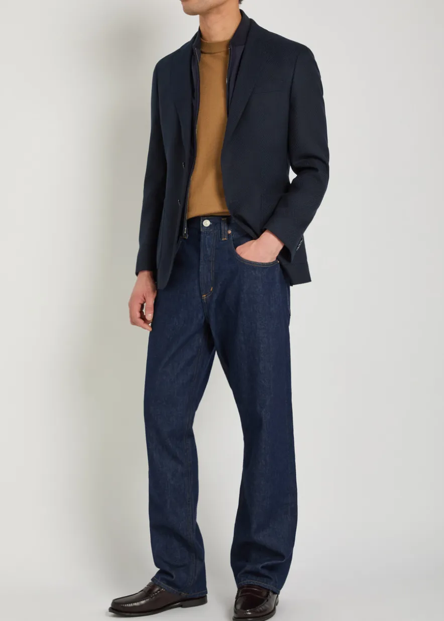 Textured layered cotton-blend blazer