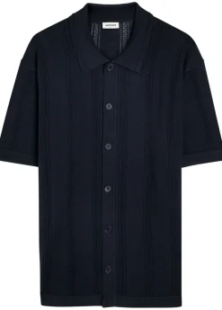 Textured pointelle-knit shirt