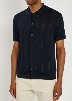 Textured pointelle-knit shirt