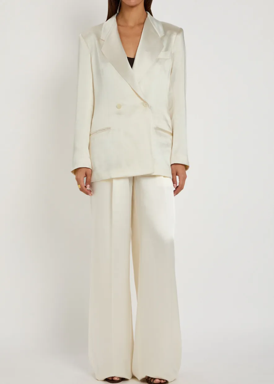 The Anna double-breasted satin blazer